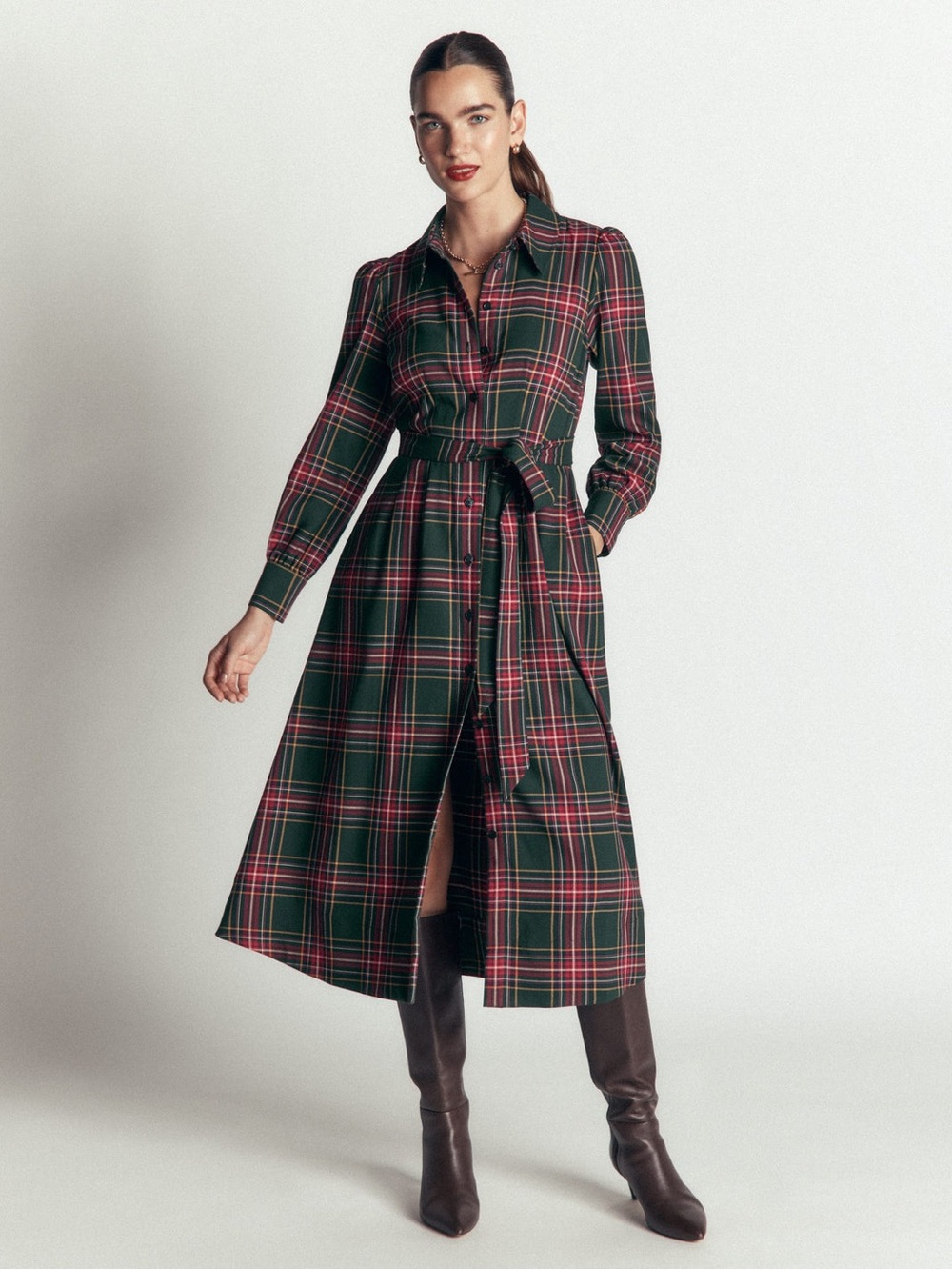 Boden Maeve Check Midi Shirt Dress Size 4